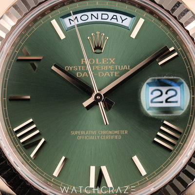 2023 ROLEX DAY-DATE ROSE GOLD OLIVE DIAL 40MM 228235