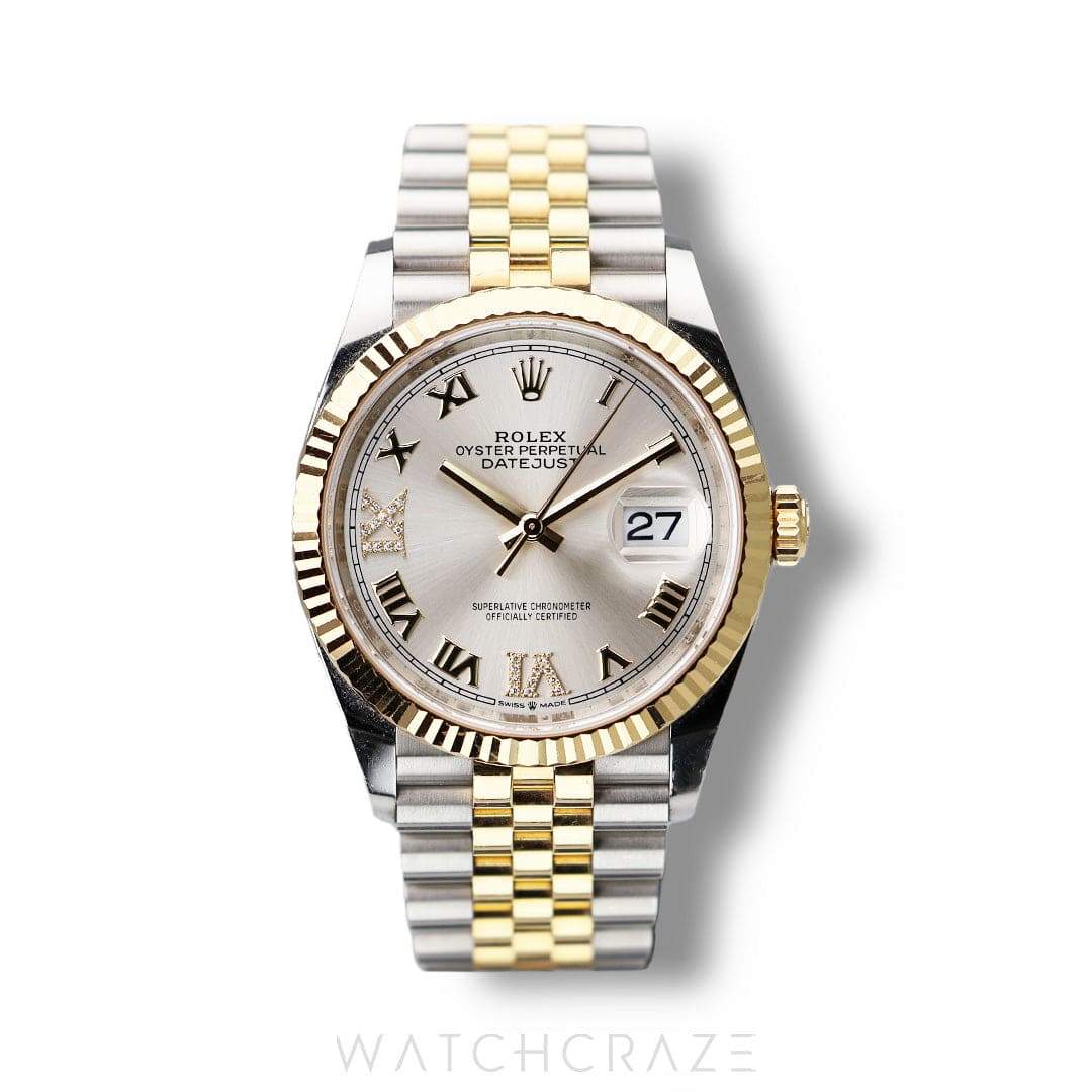 2022 ROLEX DATEJUST TWO TONE GOLD AND STEEL SILVER DIAL 36MM 126233