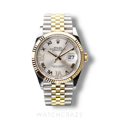 2022 ROLEX DATEJUST TWO TONE GOLD AND STEEL SILVER DIAL 36MM 126233
