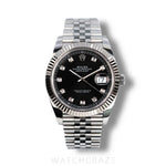 2020 ROLEX DATEJUST BLACK DIAL DIAMOND MARKER 41MM 126334
