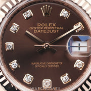 2021 ROLEX LADY-DATEJUST EVEROSE CHOCOLATE DIAL DIAMOND MARKERS 28MM 279175
