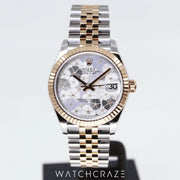 2023 ROLEX DATEJUST TWO-TONE ROSE GOLD FLORAL-MOTIF DIAL 31MM 278271