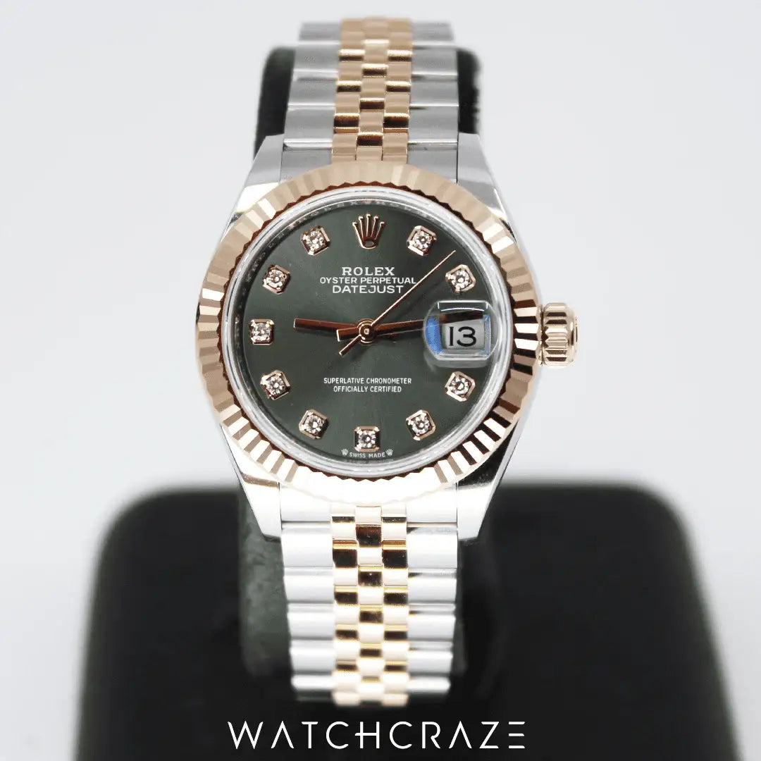 2022 ROLEX LADY-DATEJUST GREEN TWO TONE ROSE GOLD 28MM