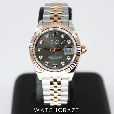 2022 ROLEX LADY-DATEJUST GREEN TWO TONE ROSE GOLD 28MM
