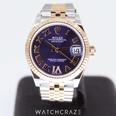 2023 ROLEX DATEJUST TWO TONE PURPLE DIAL 31MM 278271