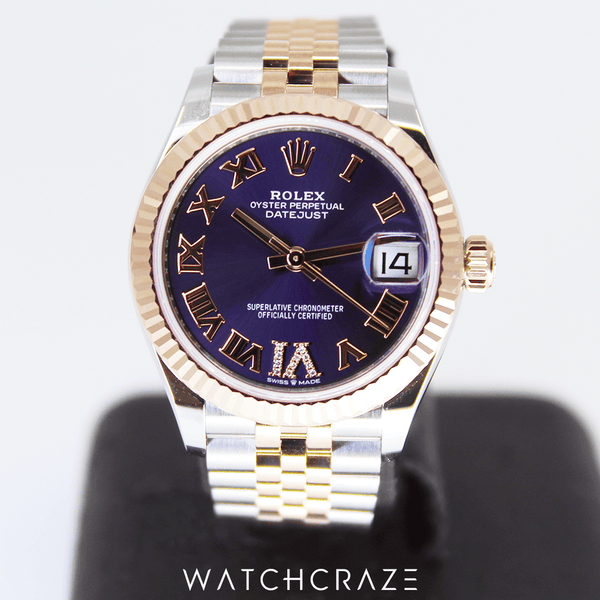 2023 ROLEX DATEJUST TWO TONE PURPLE DIAL 31MM 278271