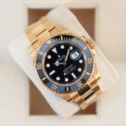 2018 ROLEX SUBMARINER BLACK DIAL YELLOW GOLD 40MM 116618LN