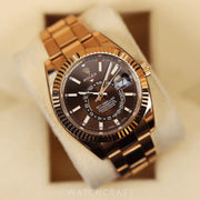 2022 ROLEX SKY-DWELLER ROSE GOLD CHOCOLATE DIAL 42MM 326935 - STICKERS