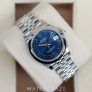 2024 ROLEX DATE-JUST STEEL BLUE DIAL ROMAN NUMERALS 31MM 278240