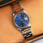 1999 ROLEX DATEJUST TWO TONE YELLOW GOLD AND STEEL 34MM 15233