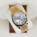 2023 ROLEX DAYDATE YELLOW GOLD SILVER DIAL 40MM 228238