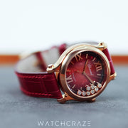 2024 CHOPARD HAPPY SPORT ROSE GOLD RED DIAL 33MM 275378-5005