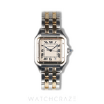 CARTIER PANTHERE TWO TONE YELLOW GOLD AND STEEL WHITE ROMAN DIAL 29MM 183949