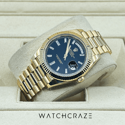 2019 ROLEX DAY-DATE 40MM YELLOW GOLD BLACK DIAMOND DIAL 228238