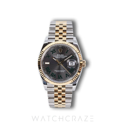 2025 ROLEX DATEJUST TWO TONE WIMBLEDON DIAL 36MM 126233