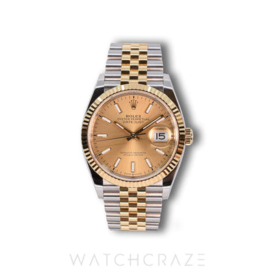 2024 ROLEX DATEJUST TWO TONE YG/S CHAMPAGNE DIAL 36MM 126233
