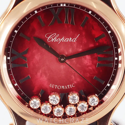 2024 CHOPARD HAPPY SPORT ROSE GOLD RED DIAL 33MM 275378-5005