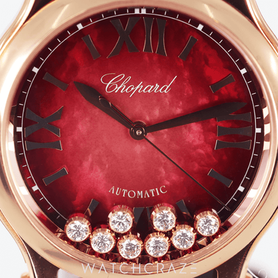 2024 CHOPARD HAPPY SPORT ROSE GOLD RED DIAL 33MM 275378-5005