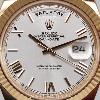 2023 ROLEX DAYDATE YELLOW GOLD SILVER DIAL 40MM 228238