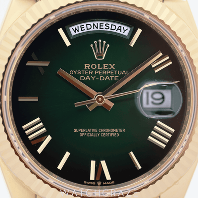 2025 ROLEX DAY-DATE 40 YELLOW GOLD GREEN OMBRÉ 228238-0069