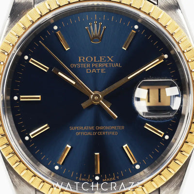 1999 ROLEX DATEJUST TWO TONE YELLOW GOLD AND STEEL 34MM 15233