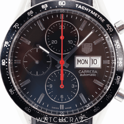 TAG HEUER CAREERA CALIBRE 16 BLACK DIAL RUBBER STRAP CV201AH.FT6014