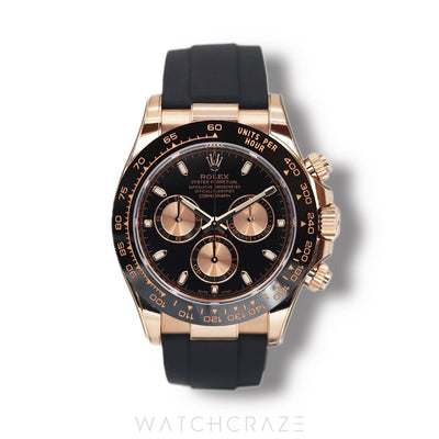 2020 ROLEX DAYTONA OYSTERFLEX ROSE GOLD BLACK DIAL 40MM 116515LN