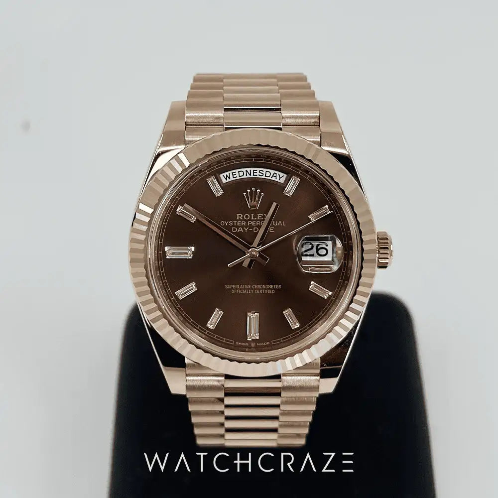 2023 ROLEX DAY-DATE 40 ROSE GOLD CHOCOLATE DIAL 228235