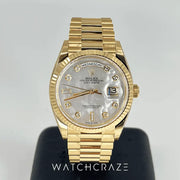 2023 ROLEX DAY-DATE 36 MOTHER OF PEARL DIAL DIAMOND MARKERS 128238