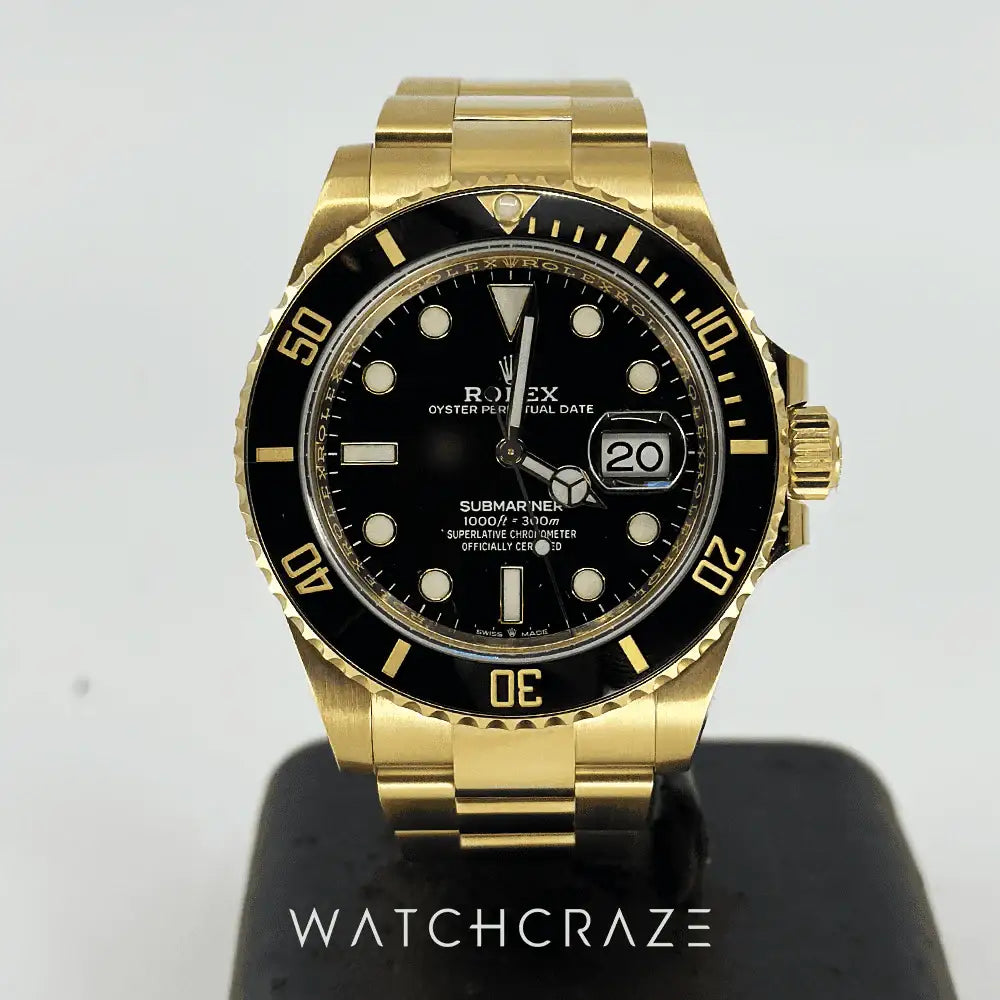2022 ROLEX SUBMARINER YELLOW GOLD 41MM BLACK 126618LN