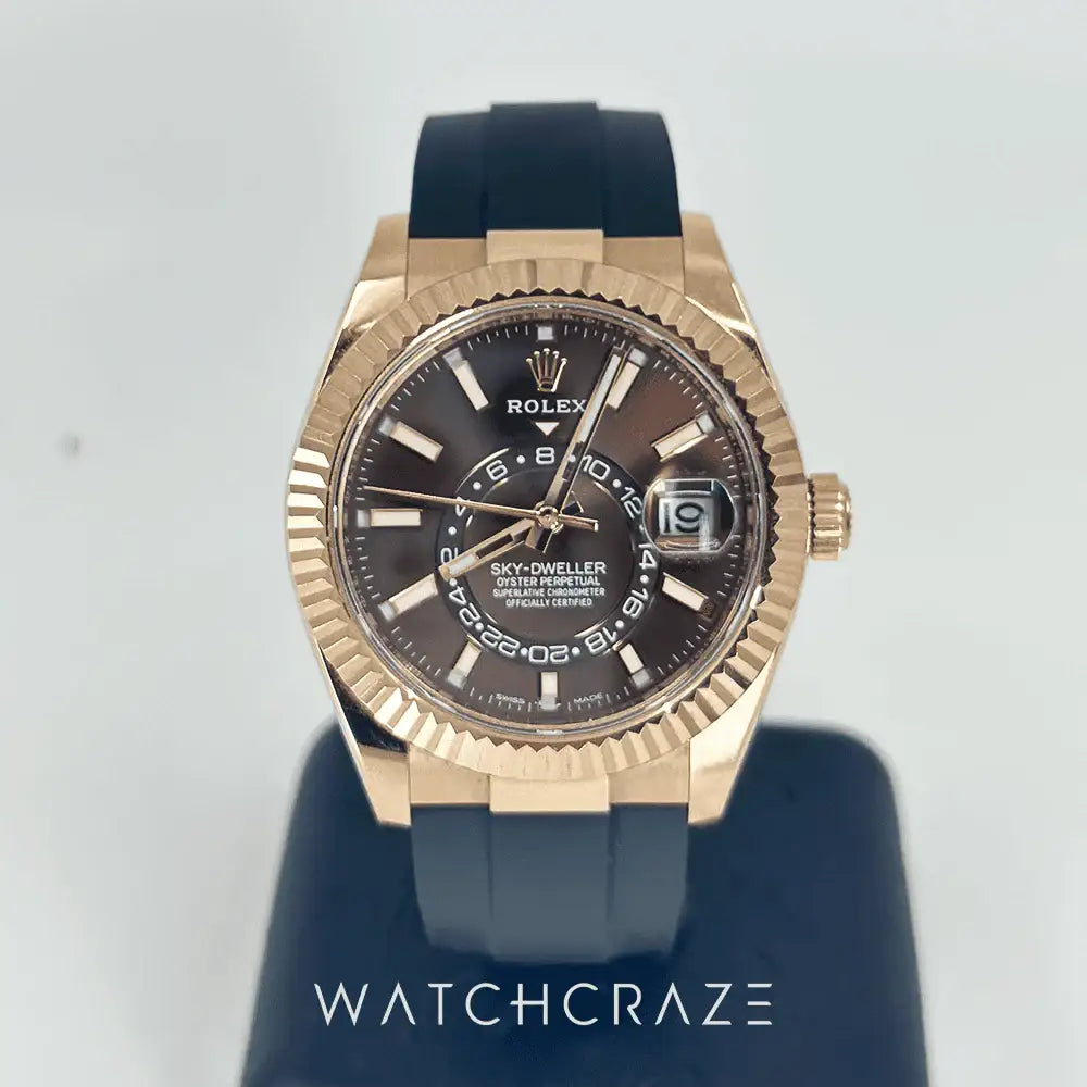 2022 ROLEX SKY-DWELLER ROSE GOLD CHOCOLATE DIAL 326235