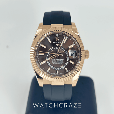 2022 ROLEX SKY-DWELLER ROSE GOLD CHOCOLATE DIAL 326235