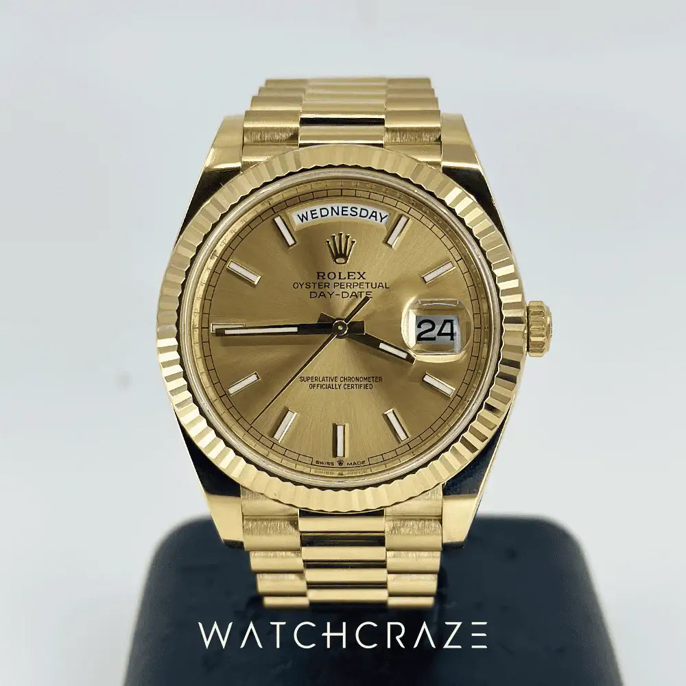 2021 ROLEX DAY-DATE 40 YELLOW GOLD CHAMPAGNE DIAL 228238