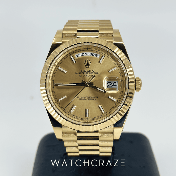 2021 ROLEX DAY-DATE 40 YELLOW GOLD CHAMPAGNE DIAL 228238