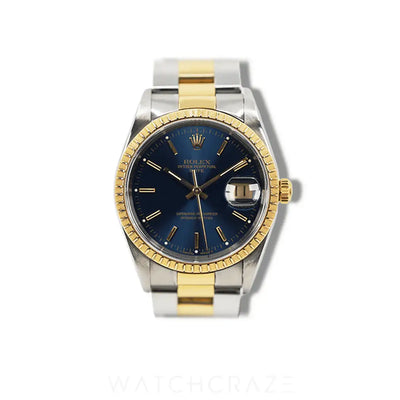 1999 ROLEX DATEJUST TWO TONE YELLOW GOLD AND STEEL 34MM 15233