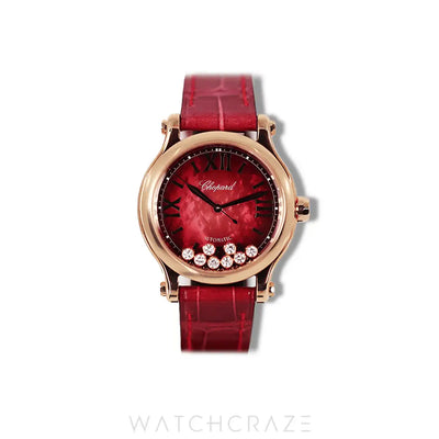 2024 CHOPARD HAPPY SPORT ROSE GOLD RED DIAL 33MM 275378-5005