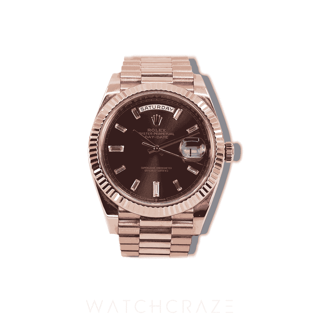 2019 ROLEX DAY-DATE ROSE GOLD DIAMOND MARKERS CHOCOLATE DIAL 40MM 228235
