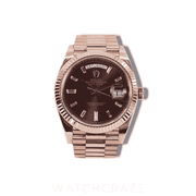 2019 ROLEX DAY-DATE ROSE GOLD DIAMOND MARKERS CHOCOLATE DIAL 40MM 228235