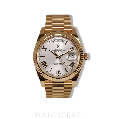 2023 ROLEX DAYDATE YELLOW GOLD SILVER DIAL 40MM 228238