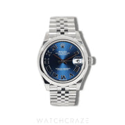 2024 ROLEX DATE-JUST STEEL BLUE DIAL ROMAN NUMERALS 31MM 278240
