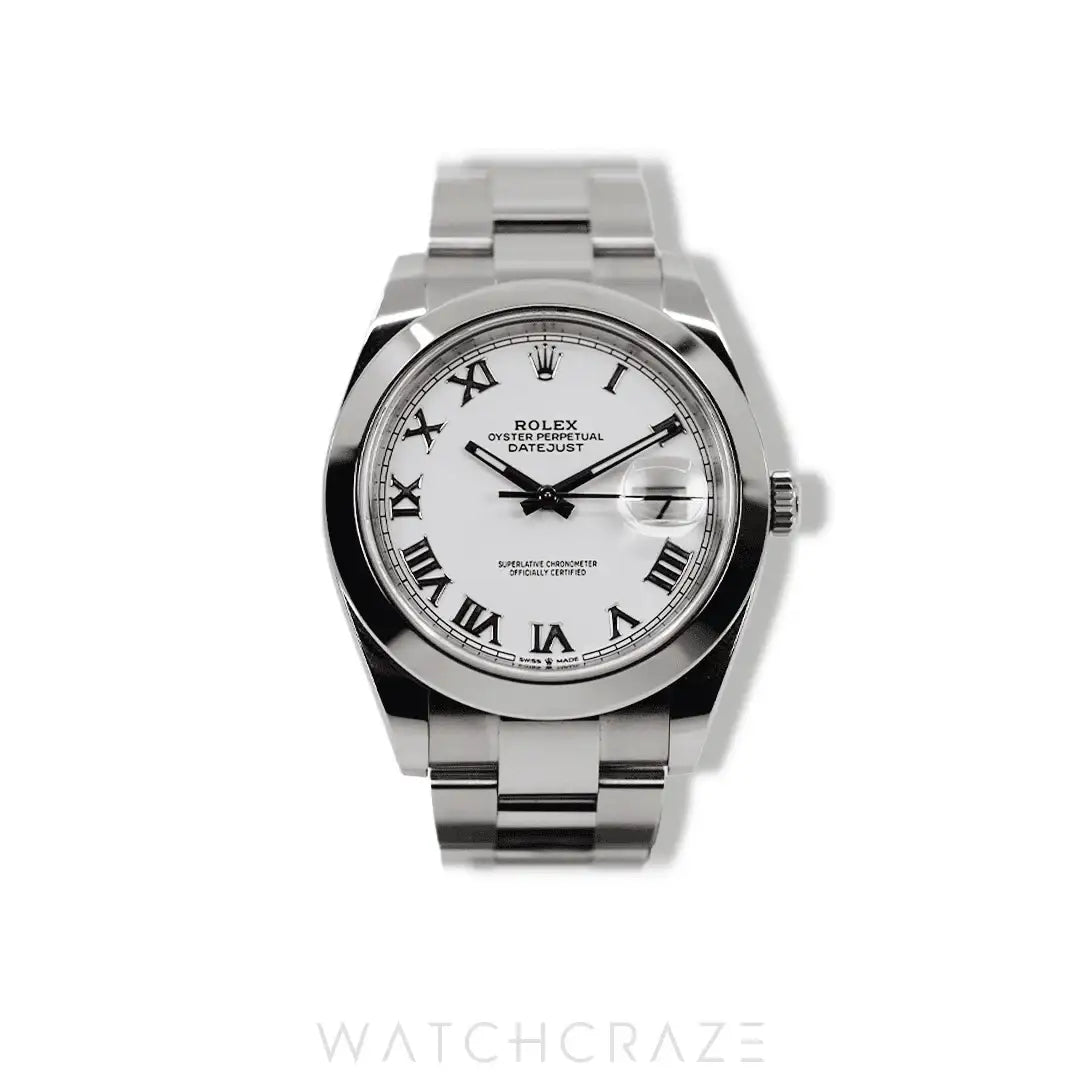 2020 ROLEX DATEJUST WHITE ROMAN DIAL STEEL 41MM 126300
