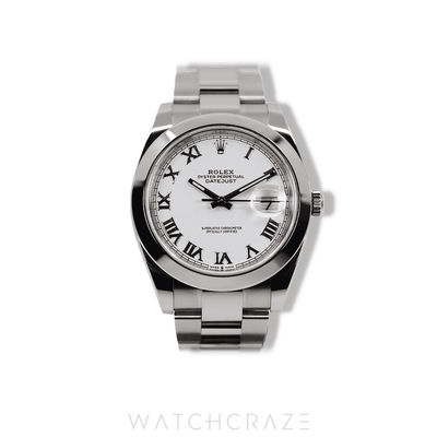 2020 ROLEX DATEJUST WHITE ROMAN DIAL STEEL 41MM 126300