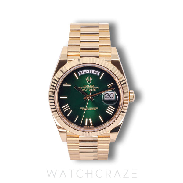 2025 ROLEX DAY-DATE 40 YELLOW GOLD GREEN OMBRÉ 228238-0069