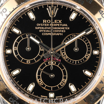 2022 ROLEX DAYTONA TWO TONE YELLOW GOLD AND STEEL BLACK DIAL 40MM 116503