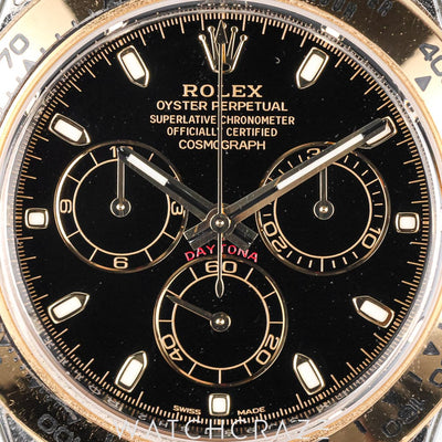 2022 ROLEX DAYTONA TWO TONE YELLOW GOLD AND STEEL BLACK DIAL 40MM 116503