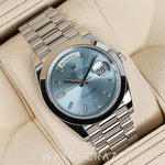 2022 ROLEX DAY-DATE PLATINUM ICE BLUE DIAL 40MM 228206 DAYDATE