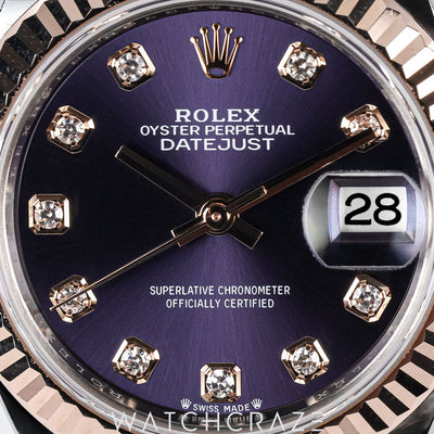 2022 ROLEX DATEJUST ROSE GOLD TWO TONE PURPLE DIAL 28MM 279171