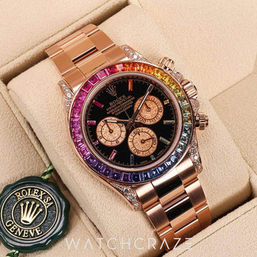 2018 ROLEX ROSE GOLD RAINBOW DAYTONA AFTERMARKET DIAL 116505