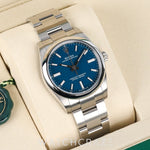 2026 ROLEX OYSTER PERPETUAL BLUE DIAL 34MM 124200