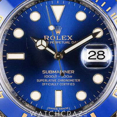 2017 ROLEX SUBMARINER DATE TWO TONE YELLOW GOLD AND STEEL BLUE DIAL 40MM 116613LB